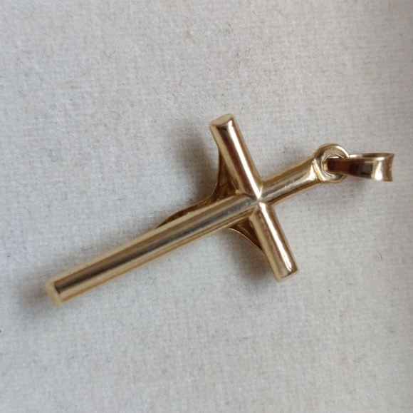 Vintage 14K Yellow Gold Cross Pendant Charm - Picture 2 of 3